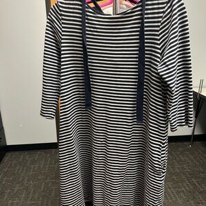 1901 Navy and White Striped Dress